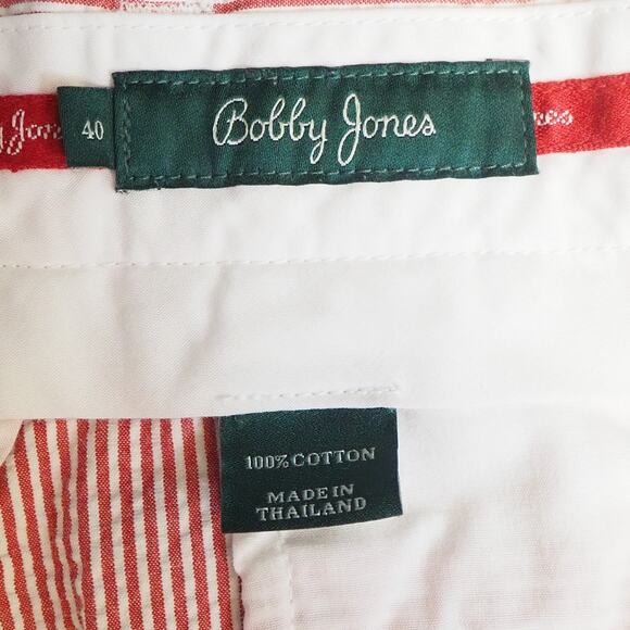 Bobby Jones Seersucker Golf Shorts Red & White Striped Shorts PGA LIV - Picture 4 of 9